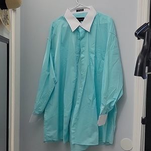 Brand New! D'amante mens 18 1/2 baby blue dress shirt